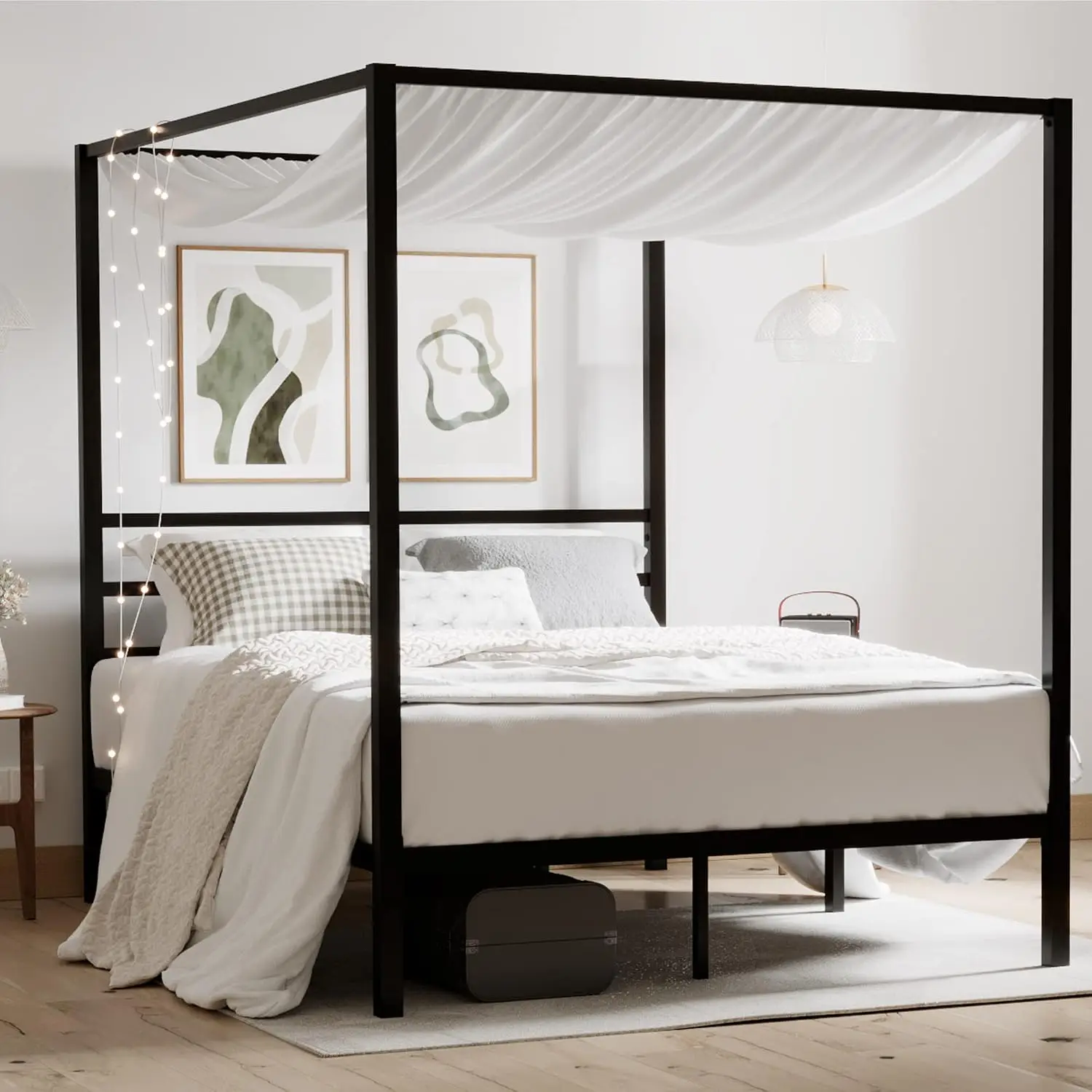 クイーンサイズメタルキャノピーベッドフレーム、頑丈なサポート - Canopy Bed Frame Metal Queen のレビューと価格