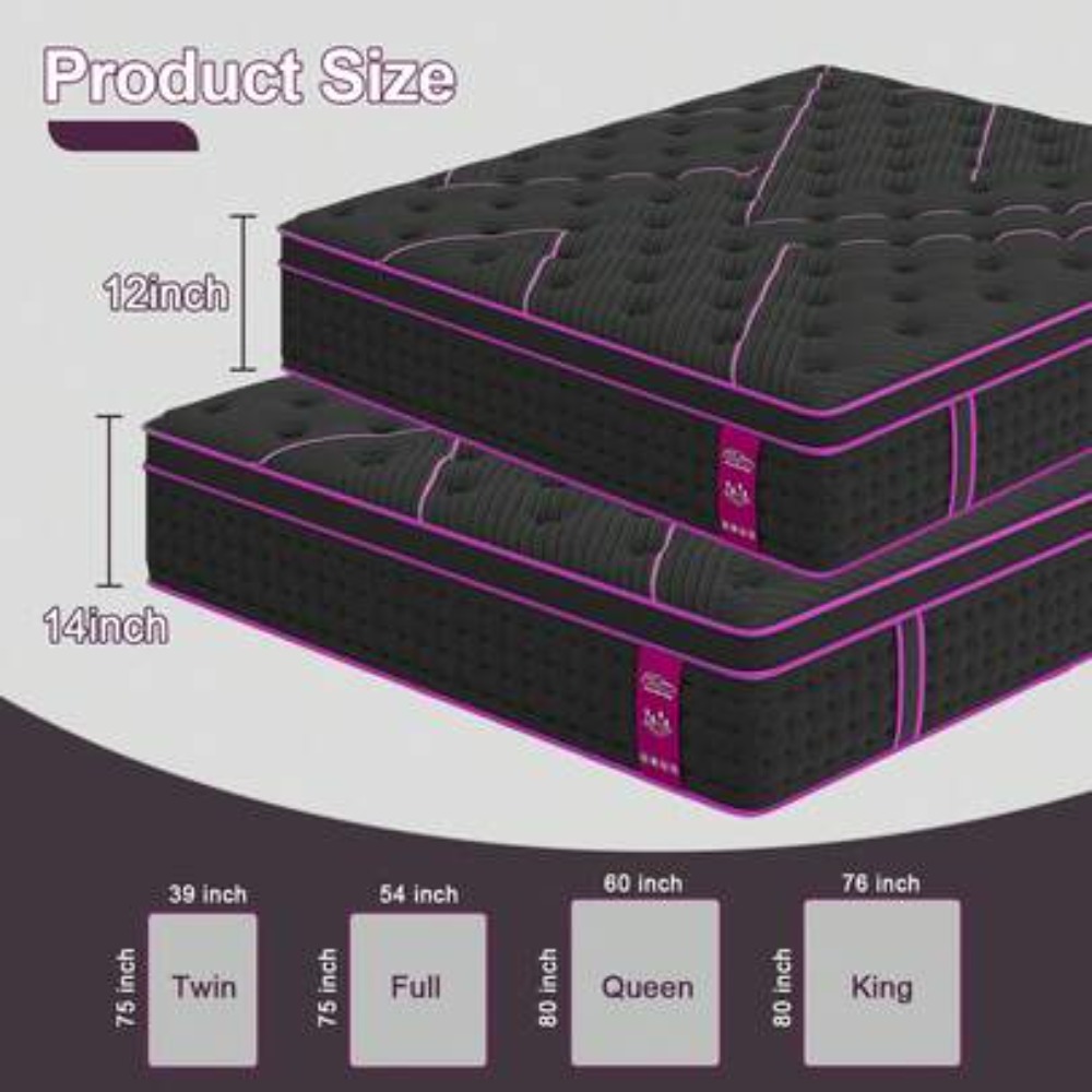 12インチ ツイン・フル・クイーン・キングサイズ マットレス - Memory Foam Mattress In A Box Queen のレビューと価格