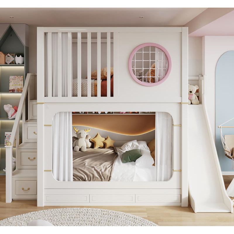 子供用二段ベッド スライドと収納階段付き プリンセスアンス価 - Bunk Bed With Stairs And Slide のレビューと価格