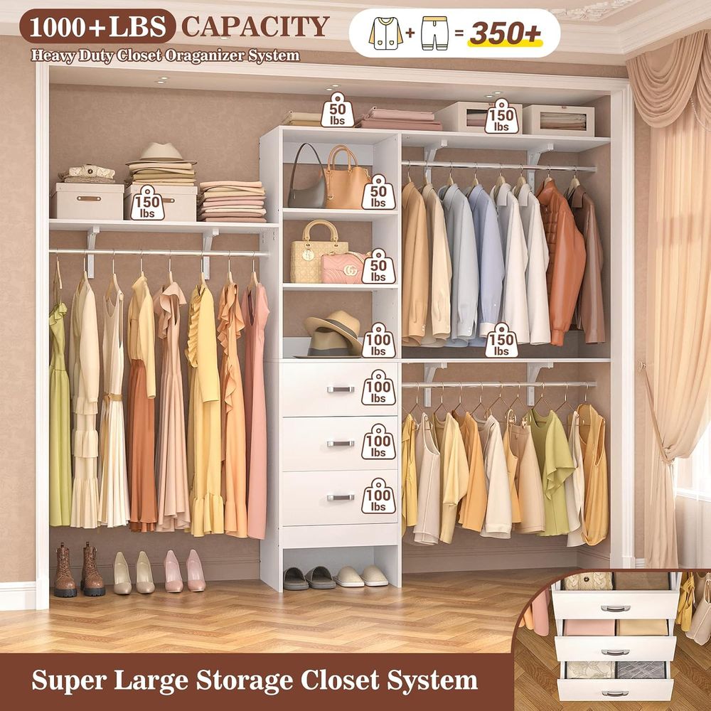 8T クローゼットシステム、96インチクローゼットオーガナイ - Bedroom Furniture のレビューと価格