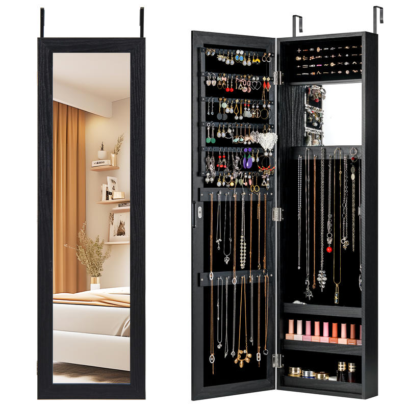ロック付きジュエリーアルモア、壁掛けMDFキャビネット、全身 - Full Length Mirror Jewelry Armoire のレビューと価格