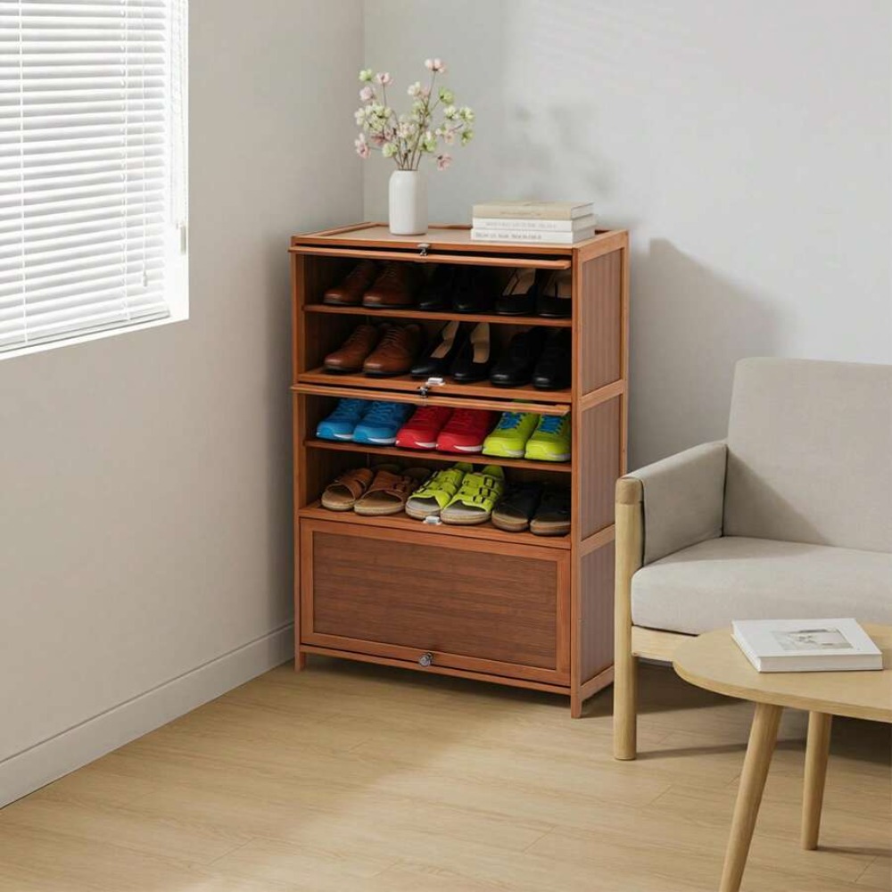 7段式シューズラック収納キャビネット、フリースタンディングオ - Shoe Rack Cabinet Narrow Entryway のレビューと価格