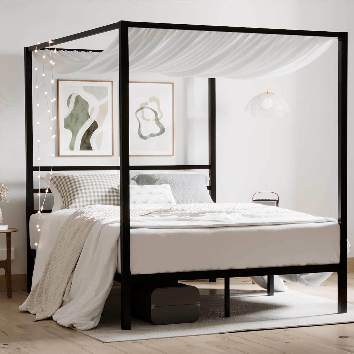 金属製キャノピーベッドフレーム クイーンサイズ 高耐久性サポ - Canopy Bed Frame Metal Queen のレビューと価格