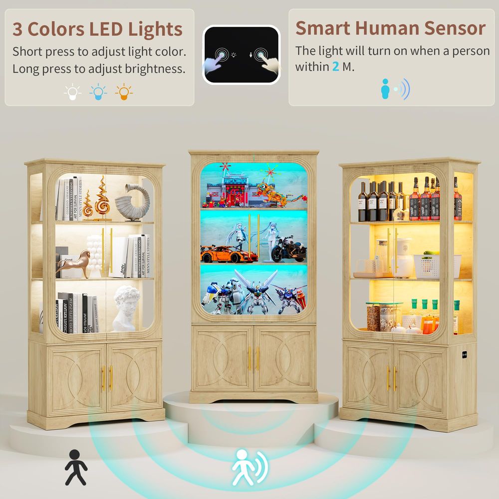 ガラス扉と収納棚付きディスプレイキャビネット、モダンなコレク - Storage のレビューと価格