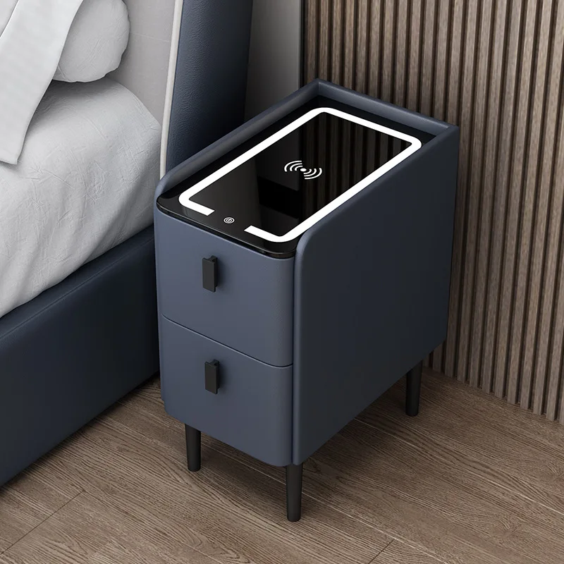 北欧スタイルの木製ベッドサイドテーブル、ワイヤレス充電機能付 - Solid Wood Nightstand 2 Drawers のレビューと価格