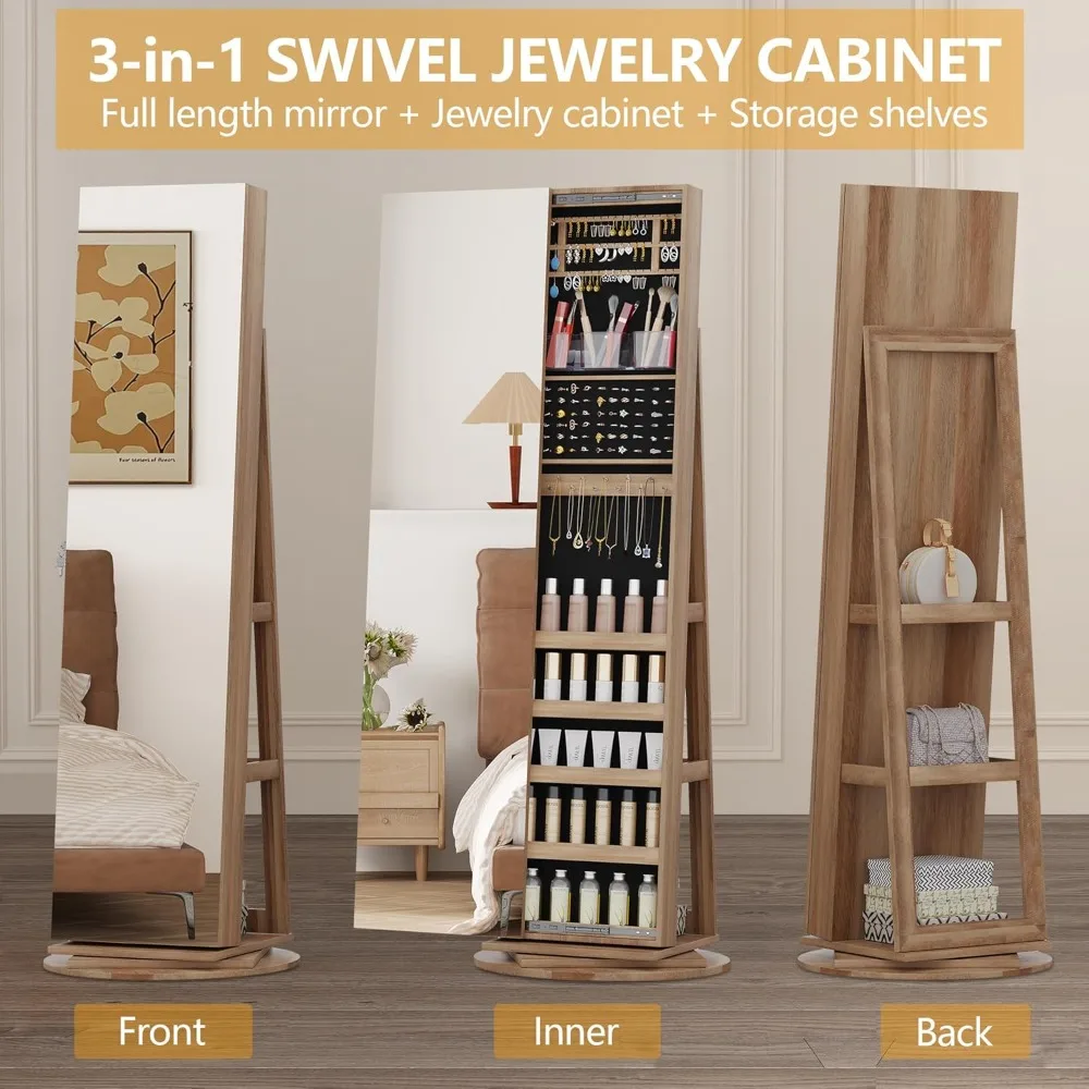 63インチ大型ジュエリーアーモワールオーガナイザー、鍵付きミ - Full Length Mirror Jewelry Armoire のレビューと価格