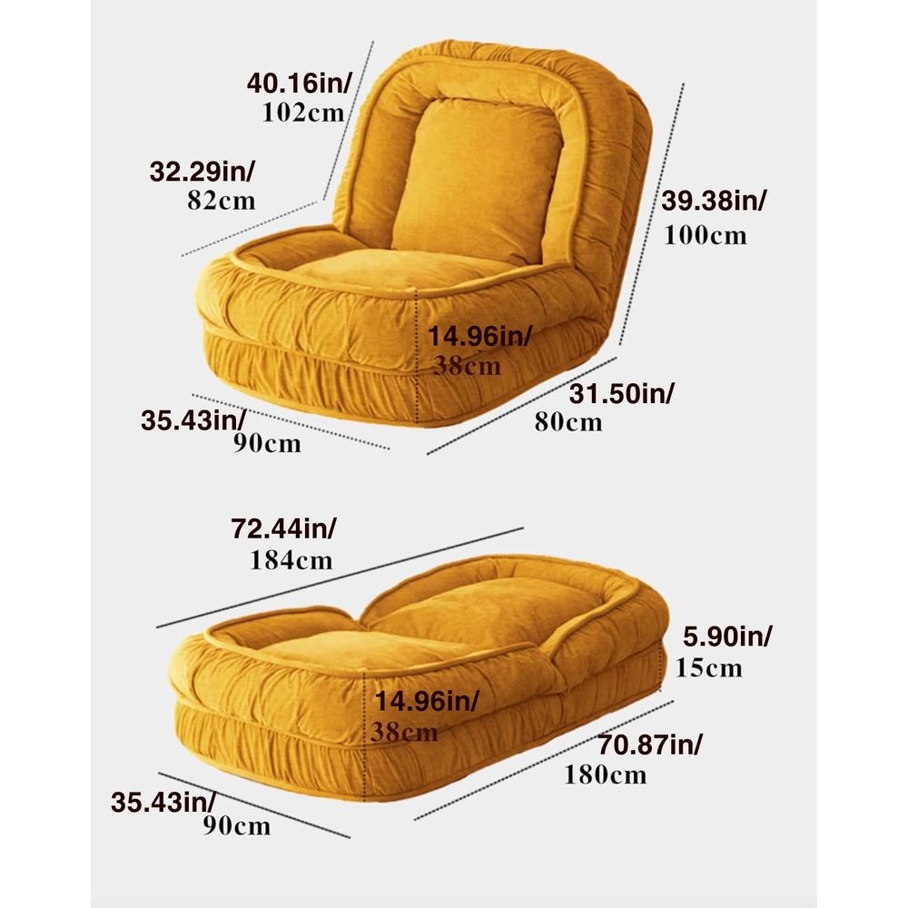 折りたたみ式レイジーソファベッドフロアチェア、調節可能な人間 - Sofas のレビューと価格