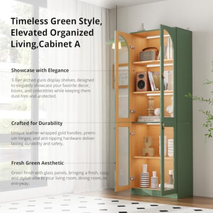 リビングルーム用オフィスキュリオキャビネット、強化ガラス扉付 - Storage のレビューと価格