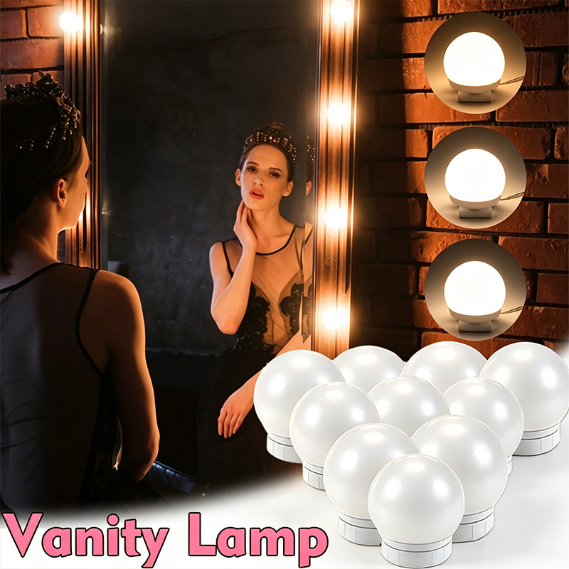 10個のLEDバニティミラーライト電球キット、調光可能なハリ - Dressing Table Vanity With Lighted Mirror のレビューと価格