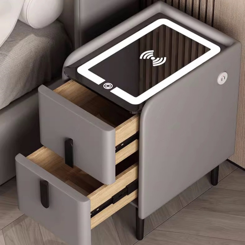 北欧スタイルのスマートベッドサイドテーブル、ワイヤレス充電機 - Solid Wood Nightstand 2 Drawers のレビューと価格