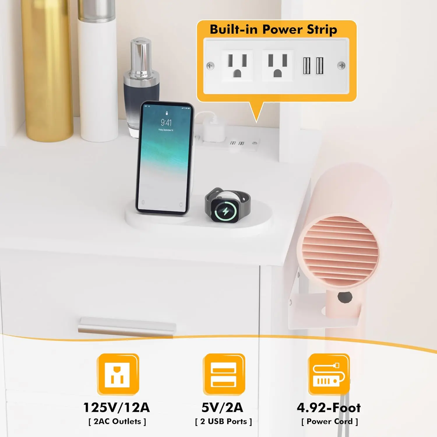 INTERGREAT メイクアップバニティ、ライトとミラー付 - Dressing Table Vanity With Lighted Mirror のレビューと価格