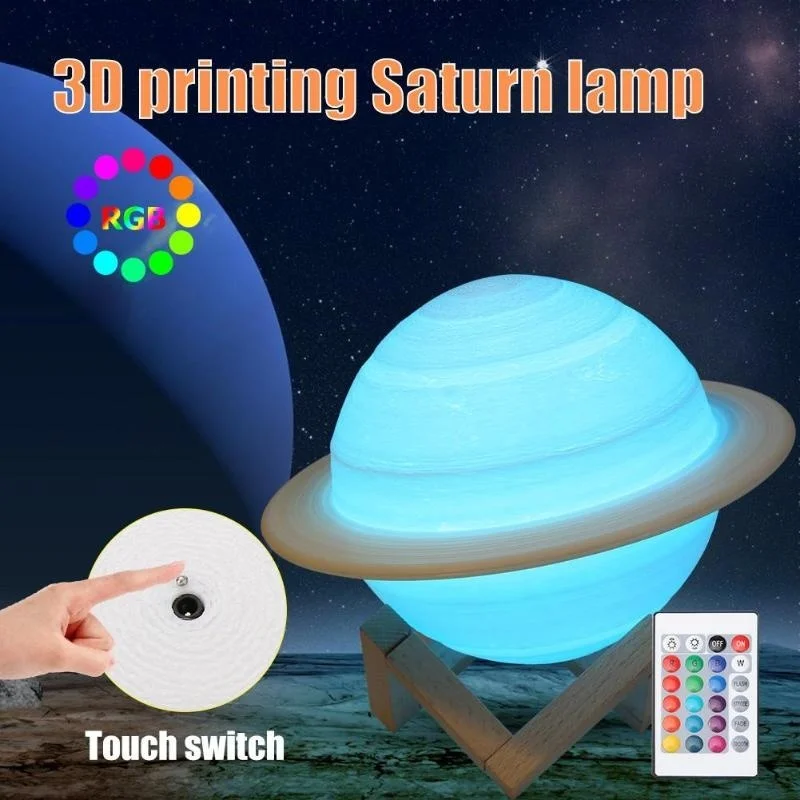 Ledナイトライト3Dプリント土星ランプ16色3Dライトリモ - Floating Nightstand With Led Light のレビューと価格