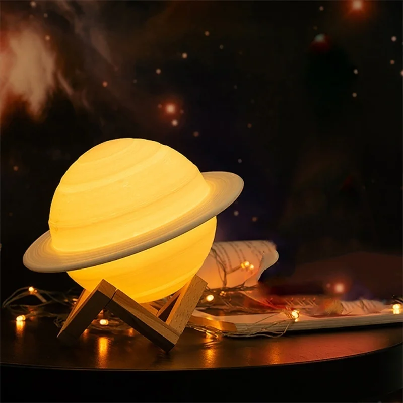 Ledナイトライト3Dプリント土星ランプ16色3Dライトリモ - Floating Nightstand With Led Light のレビューと価格