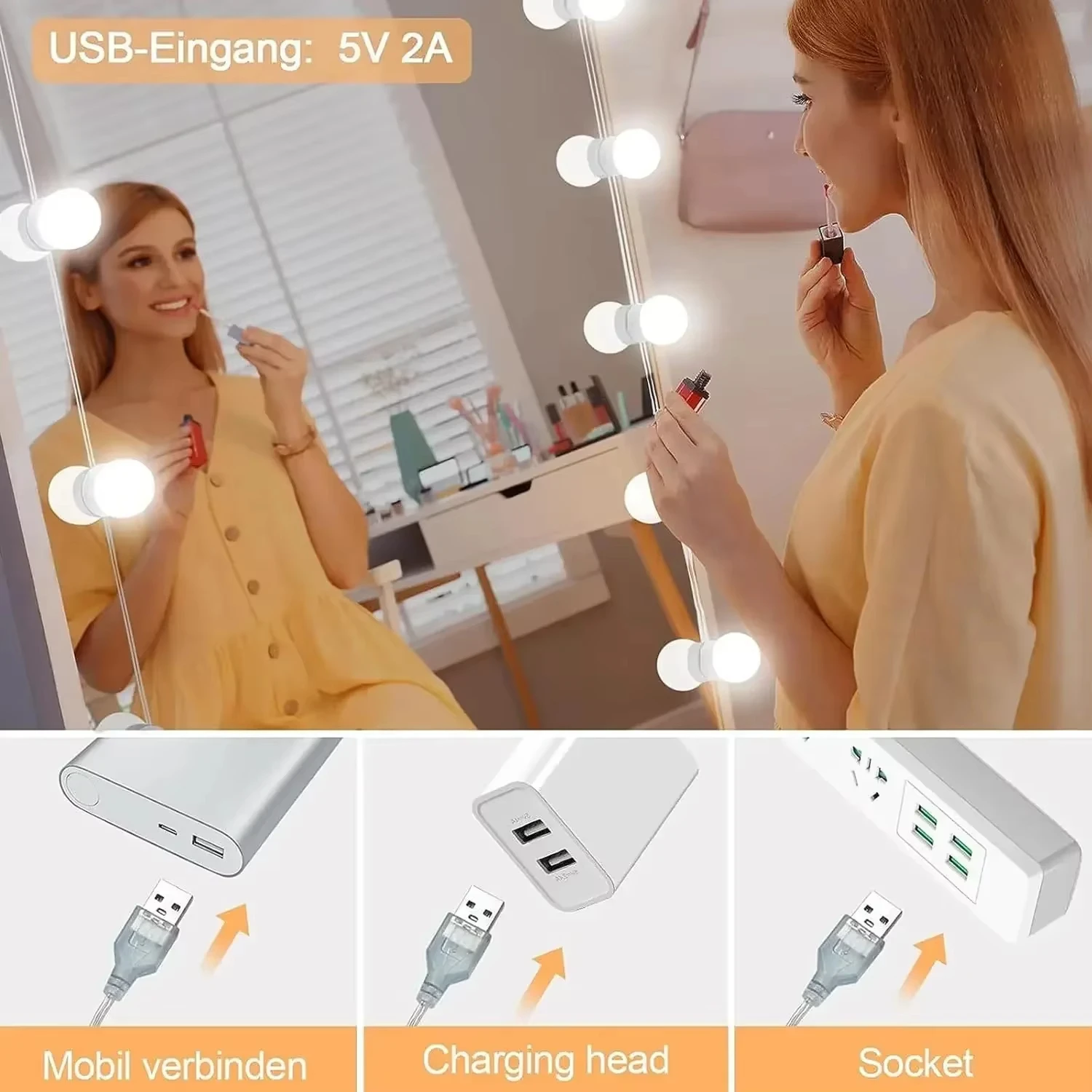ハリウッドバニティミラーライトキット、調光可能な電球10/1 - Dressing Table Vanity With Lighted Mirror のレビューと価格