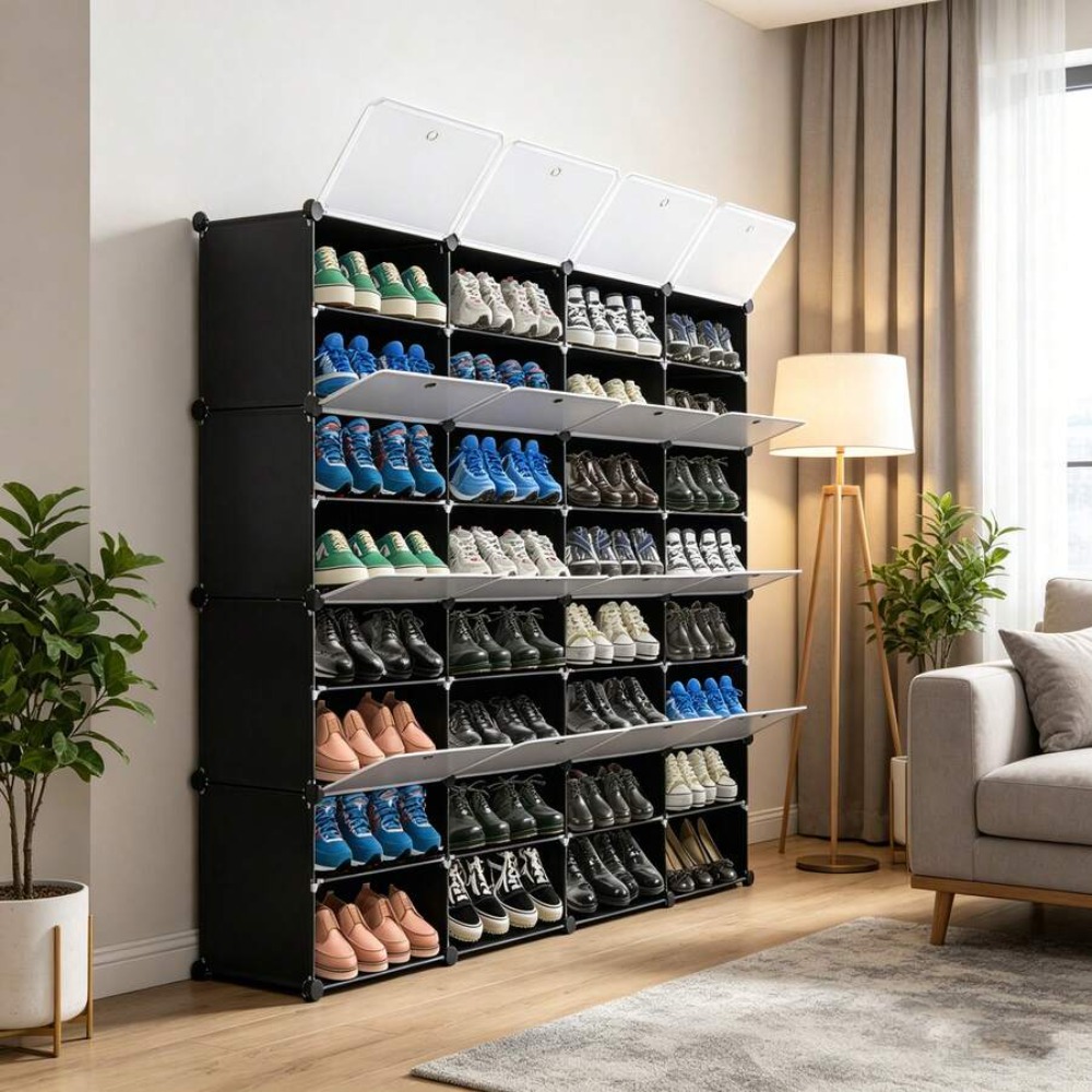 8段ポータブルシューズラックオーガナイザー、64足収納可能、 - Shoe Rack Cabinet Narrow Entryway のレビューと価格