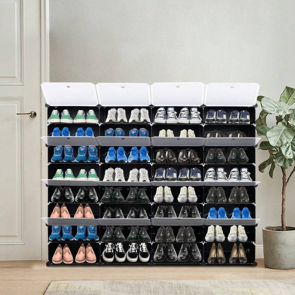 8段ポータブルシューズラックオーガナイザー、64足収納可能、 - Shoe Rack Cabinet Narrow Entryway のレビューと価格