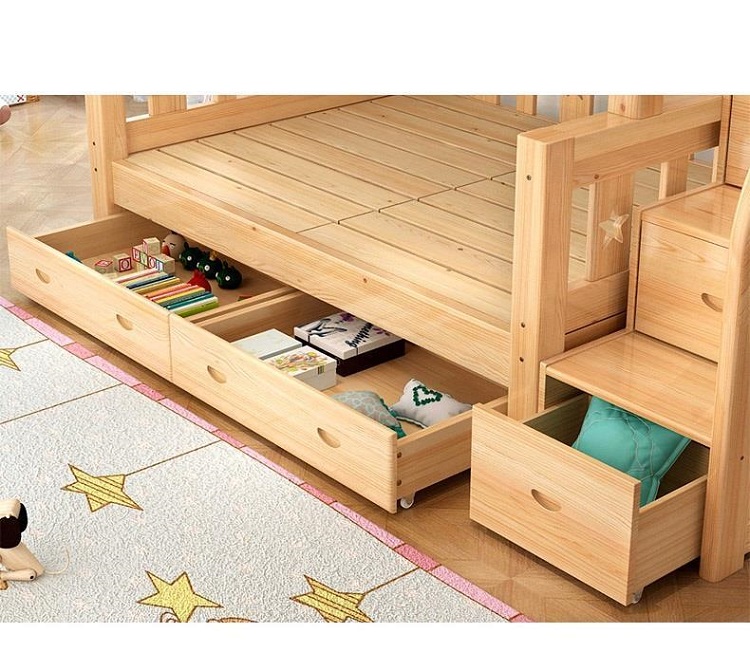 多機能二段ベッド、無垢材収納引き出し付き、調節可能な子供用・ - Bunk Bed With Stairs And Slide のレビューと価格