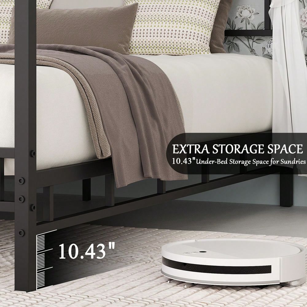 金属製キャノピーベッドフレーム、金属製スラットサポート付きク - Canopy Bed Frame Metal Queen のレビューと価格