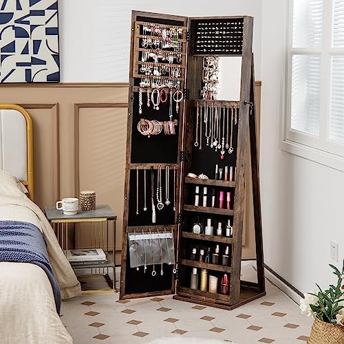 全身鏡付きジュエリーアルモア、ロック可能な大型収納付き自立型 - Full Length Mirror Jewelry Armoire のレビューと価格