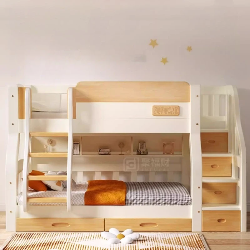 ロフトダブルベッド 階段付きフレーム ヘッドボード付き キン - King Size Bed Frame With Storage Drawers のレビューと価格