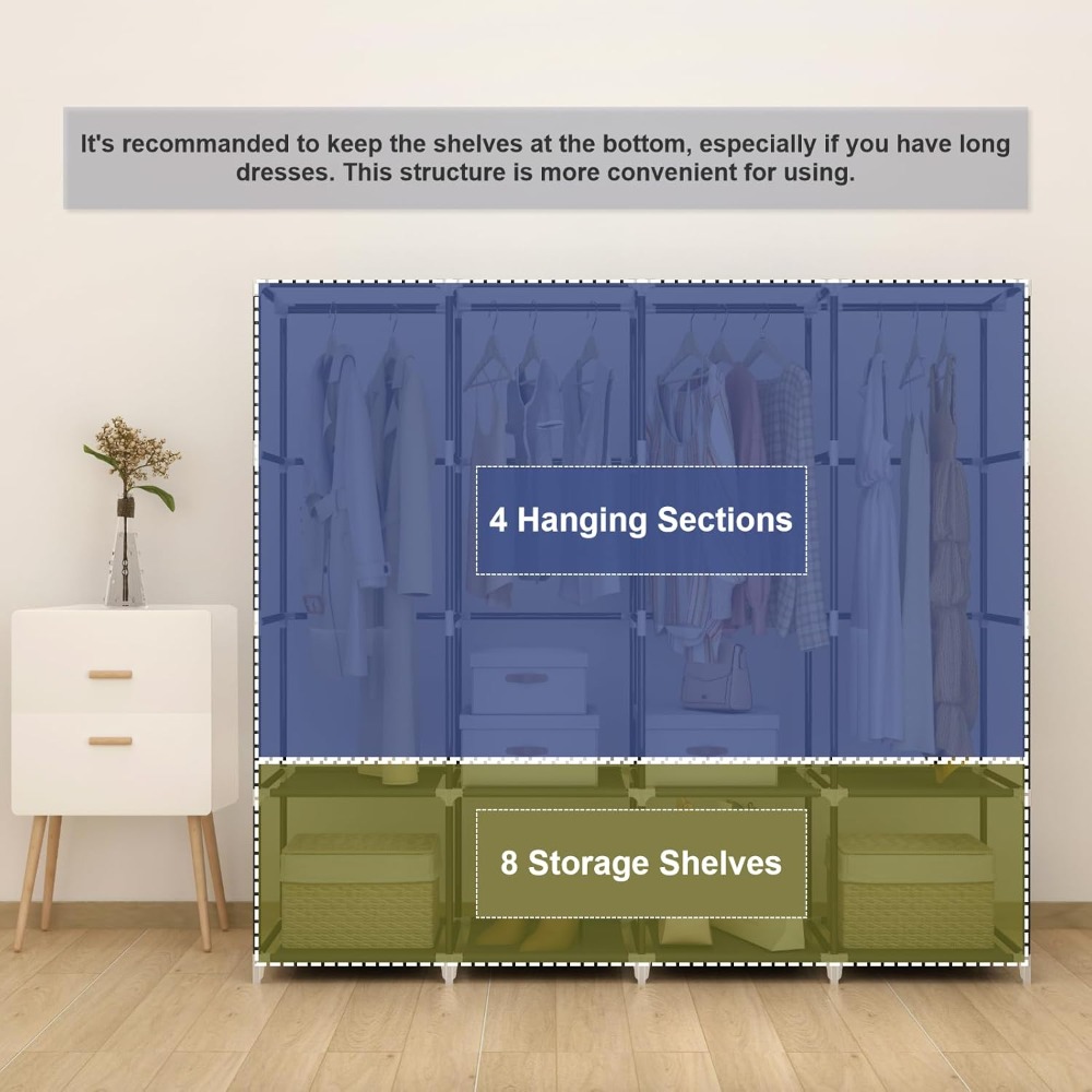 米国発送 ポータブルクローゼットワードローブ 67インチ 衣 - Wardrobe Closet Portable Fabric Cover のレビューと価格