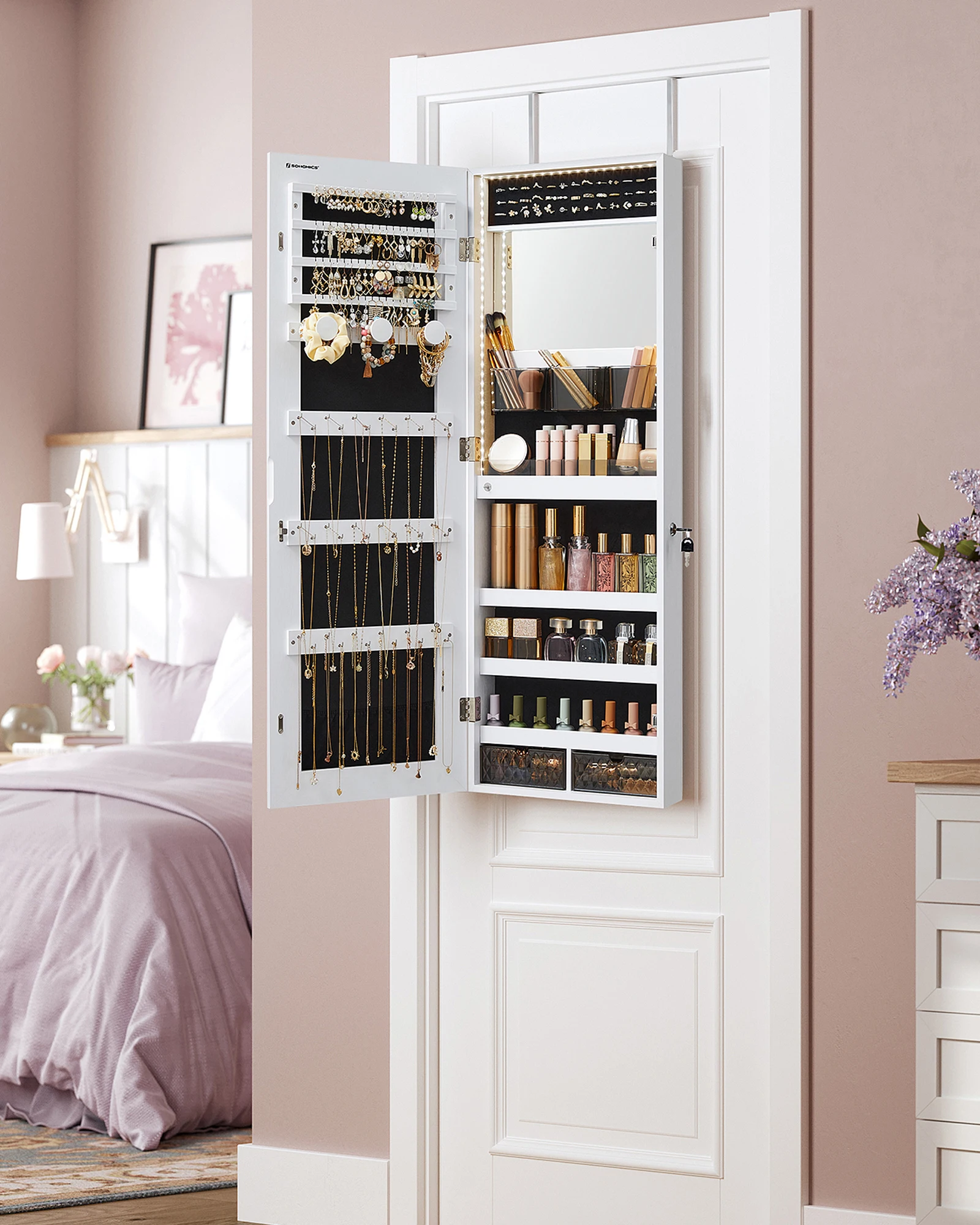 # 多機能ジュエリーアルモワールキャビネット ホワイト ロッ - Full Length Mirror Jewelry Armoire のレビューと価格