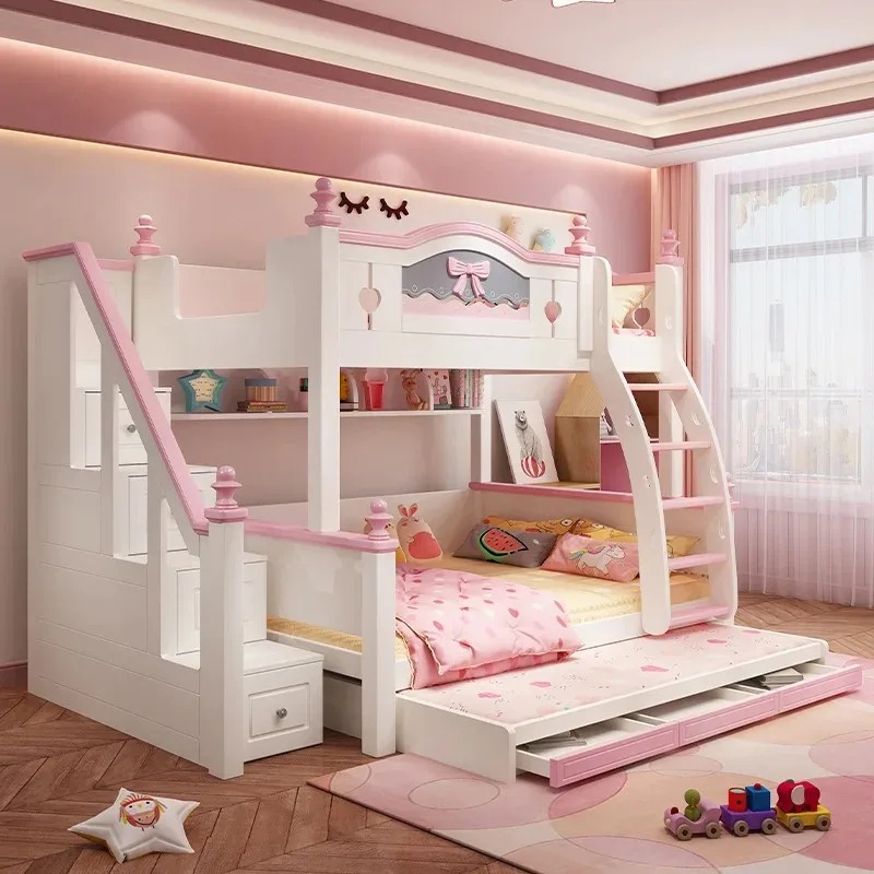 子供部屋家具 子供用二段ベッド 階段付き 子供部屋セット キ - Bunk Bed With Stairs And Slide のレビューと価格