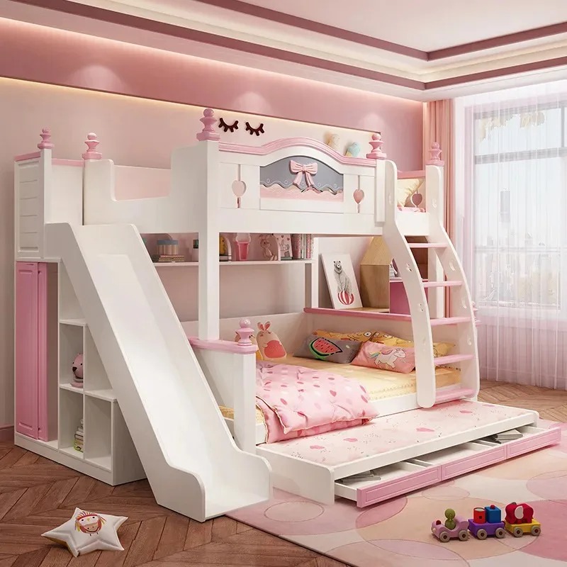 子供部屋家具 子供用二段ベッド 階段付き 子供部屋セット キ - Bunk Bed With Stairs And Slide のレビューと価格