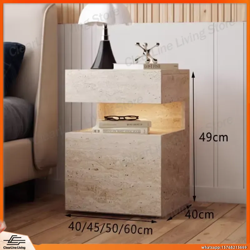 無垢材ナイトスタンド ミニマリストモダンフローティングベッド - Floating Nightstand With Led Light のレビューと価格