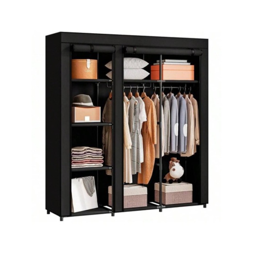 ポータブルワードローブクローゼット収納オーガナイザー、金属製 - Wardrobe Closet Portable Fabric Cover のレビューと価格