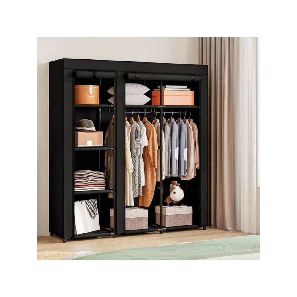 ポータブルワードローブクローゼット収納オーガナイザー、金属製 - Wardrobe Closet Portable Fabric Cover のレビューと価格