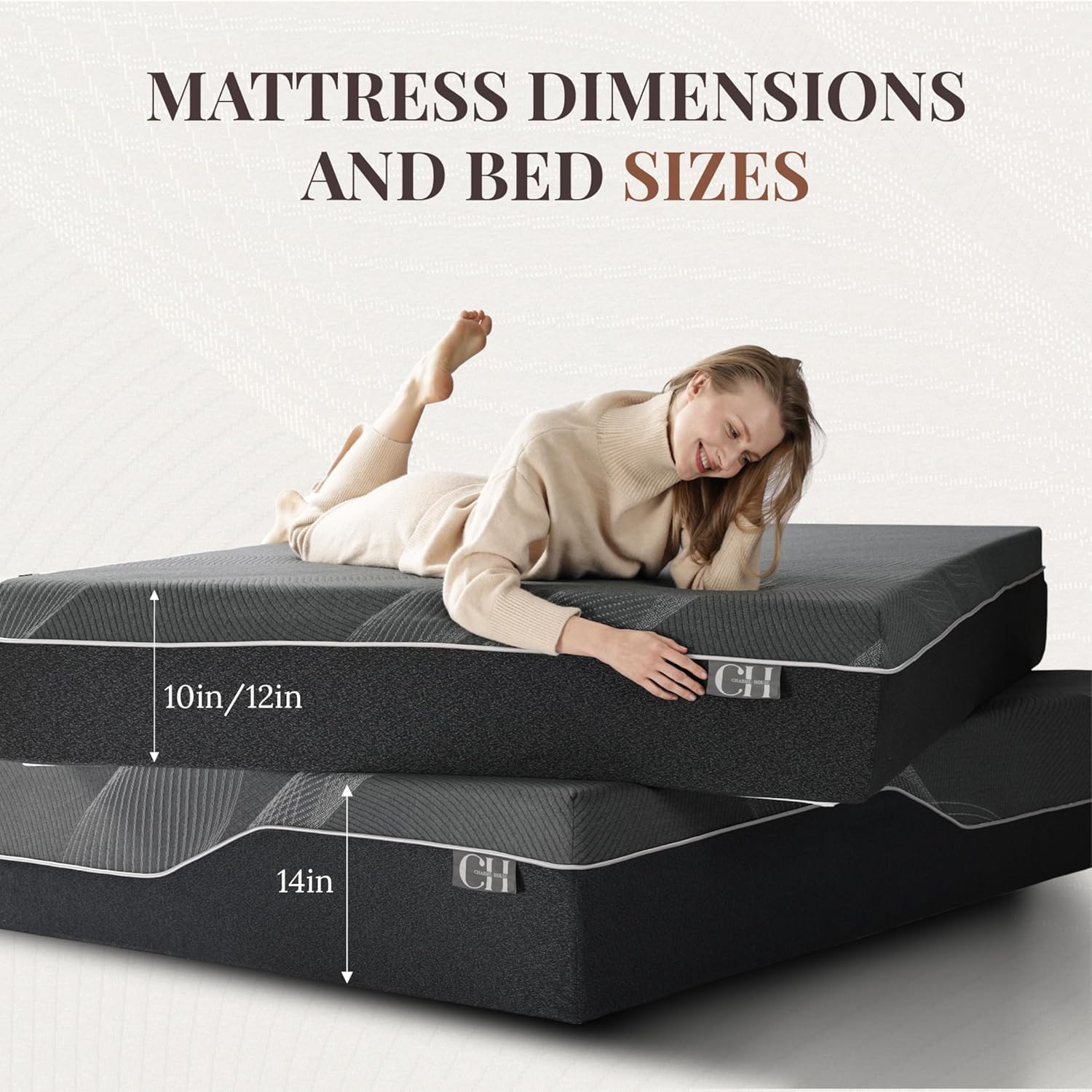 12インチクイーンマットレス、竹炭メモリーフォームマットレス - Memory Foam Mattress In A Box Queen のレビューと価格