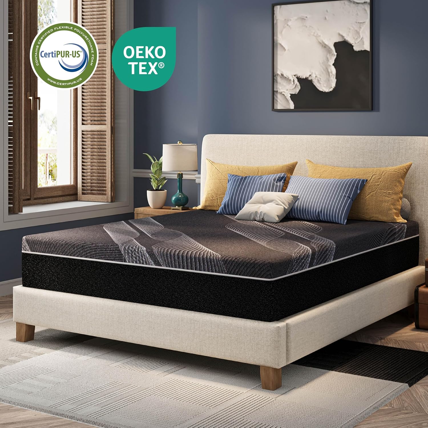 12インチクイーンマットレス、竹炭メモリーフォームマットレス - Memory Foam Mattress In A Box Queen のレビューと価格