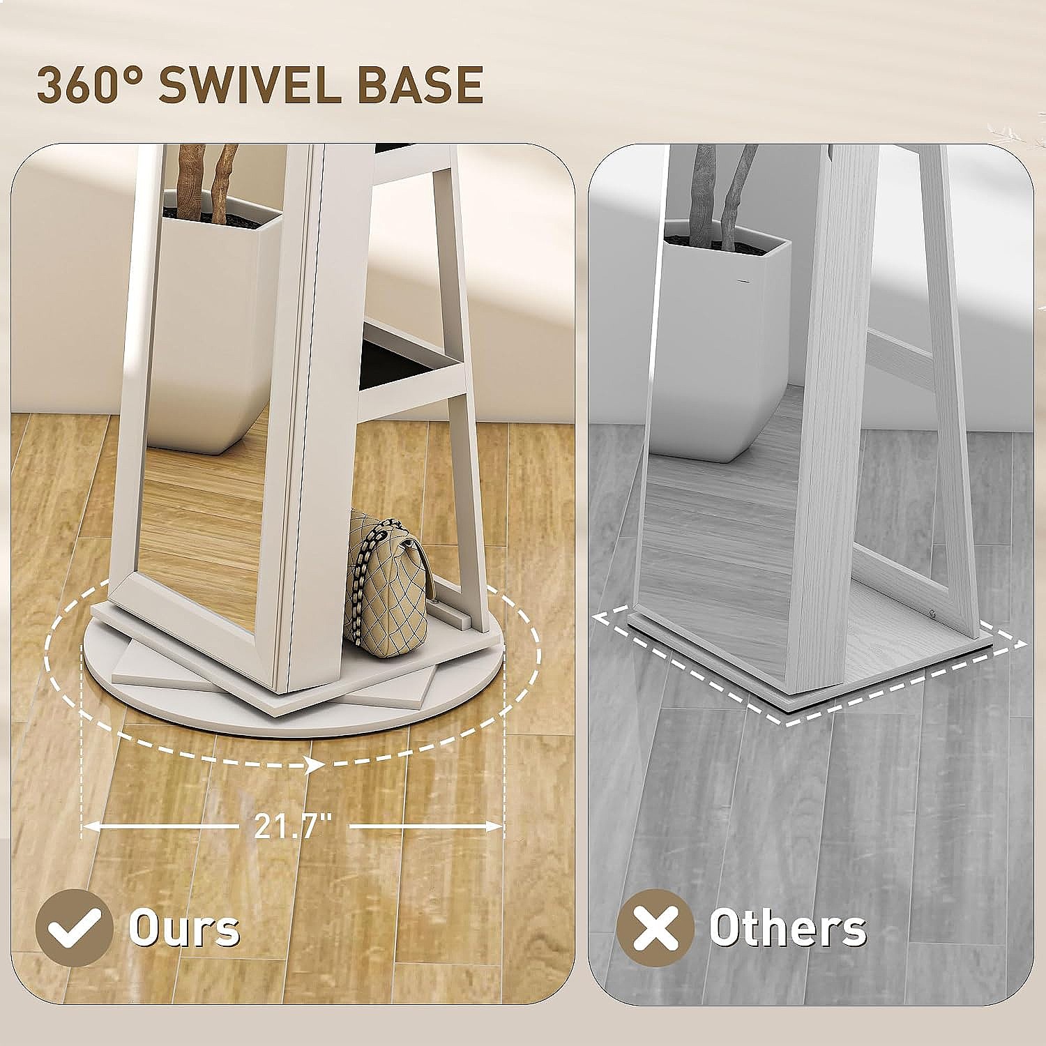 HOMCOM 360 °   回転式ロック付きジュエリーアル - Full Length Mirror Jewelry Armoire のレビューと価格