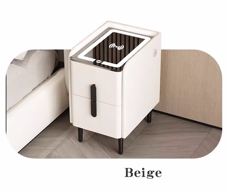北欧スタイルのスマートベッドサイドテーブル 引き出し2個付き - Solid Wood Nightstand 2 Drawers のレビューと価格
