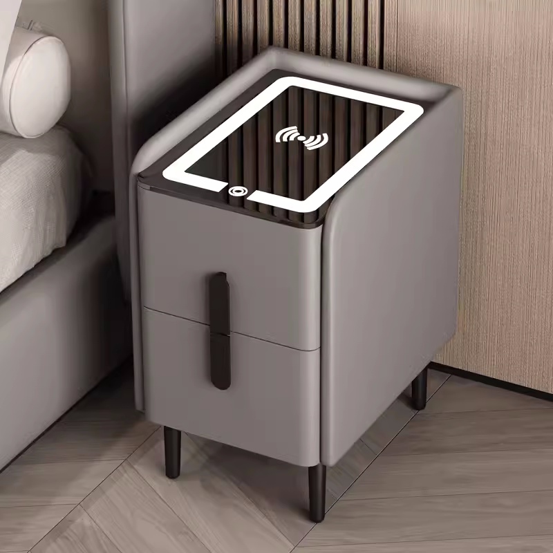 北欧スタイルのスマートベッドサイドテーブル 引き出し2個付き - Solid Wood Nightstand 2 Drawers のレビューと価格