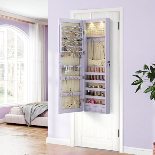 壁掛けまたはドア掛け用ジュエリーアルモア、47.5インチの全 - Full Length Mirror Jewelry Armoire のレビューと価格