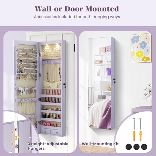 壁掛けまたはドア掛け用ジュエリーアルモア、47.5インチの全 - Full Length Mirror Jewelry Armoire のレビューと価格