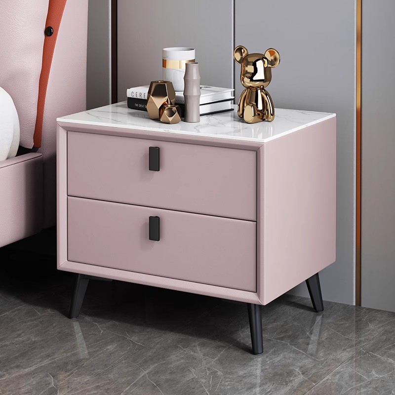 北欧スタイルの無垢材ベッドサイドテーブル、焼結石トップ付き、 - Solid Wood Nightstand 2 Drawers のレビューと価格
