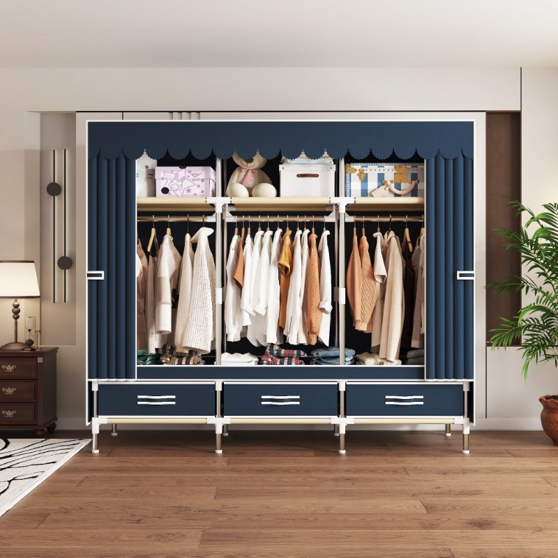 65インチの布製クローゼット（引き出し付き）、防塵カバー付き - Wardrobe Closet Portable Fabric Cover のレビューと価格