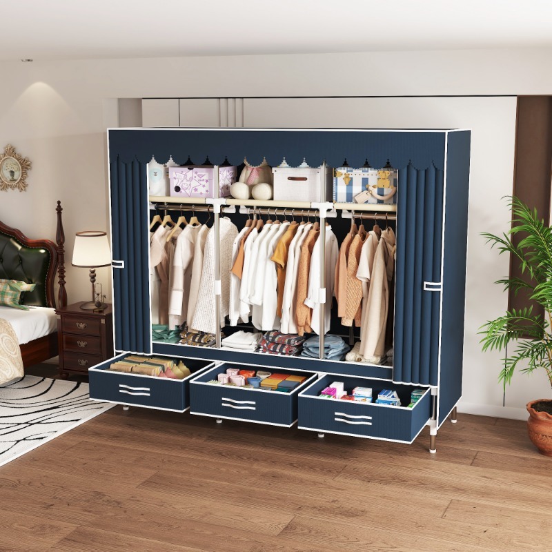 65インチの布製クローゼット（引き出し付き）、防塵カバー付き - Wardrobe Closet Portable Fabric Cover のレビューと価格