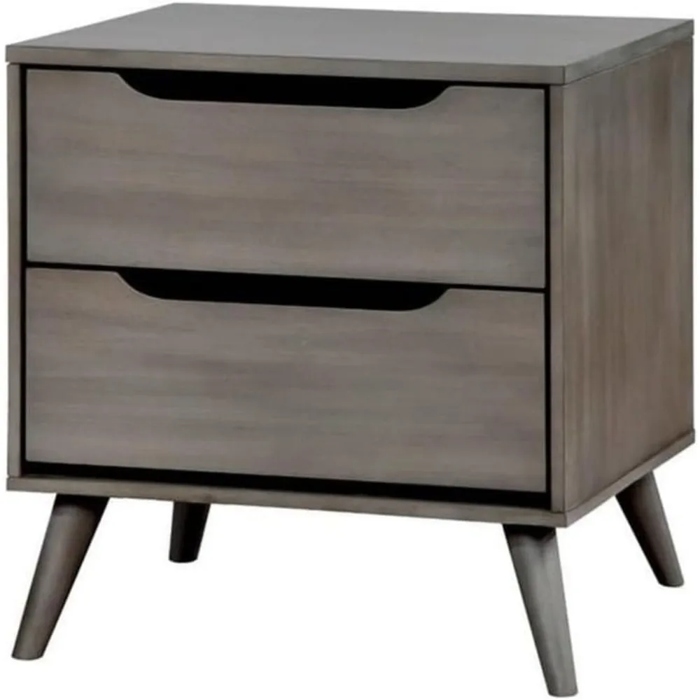 2段引き出し付きミッドセンチュリー風無垢材/木製ベニヤ/MD - Solid Wood Nightstand 2 Drawers のレビューと価格