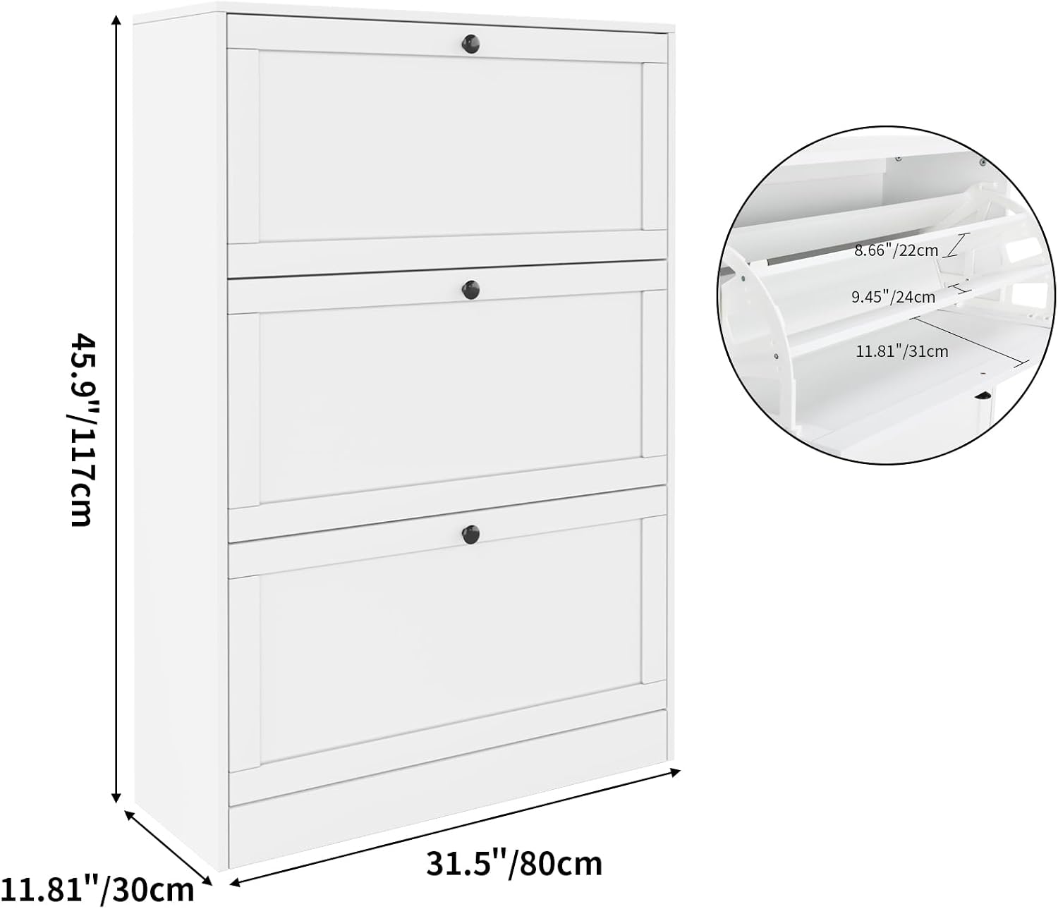 靴収納キャビネット、3つのフリップ式引き出しオーガナイザー、 - Shoe Rack Cabinet Narrow Entryway のレビューと価格