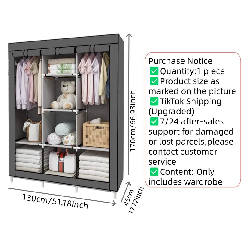 64インチ ポータブル衣類ワードローブ 折りたたみ式 不織布 - Wardrobe Closet Portable Fabric Cover のレビューと価格