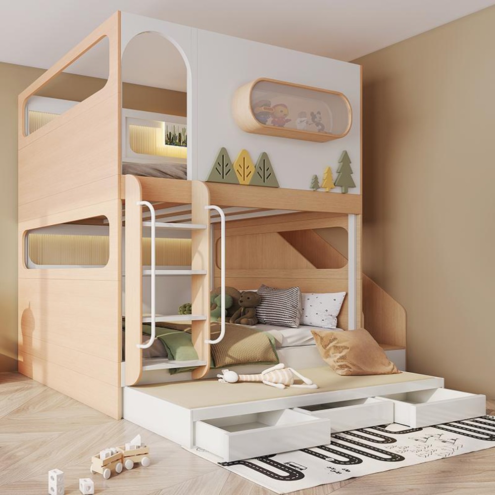 宇宙カプセル型ツリーハウス二段ベッド、滑り台とボールプール付 - Bunk Bed With Stairs And Slide のレビューと価格
