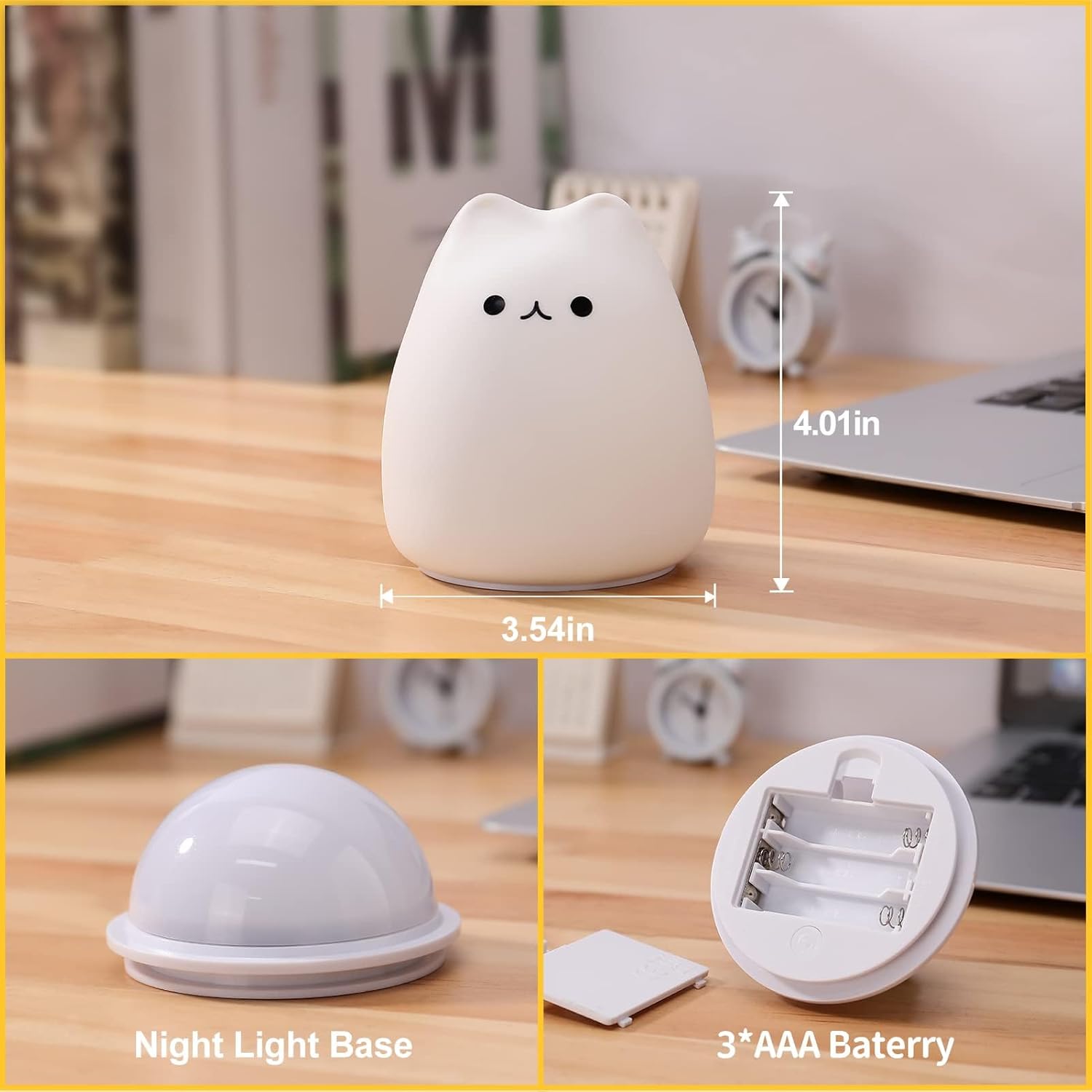 かわいい猫型ナイトライト RGBカラーチェンジ式 子供部屋用 - Floating Nightstand With Led Light のレビューと価格