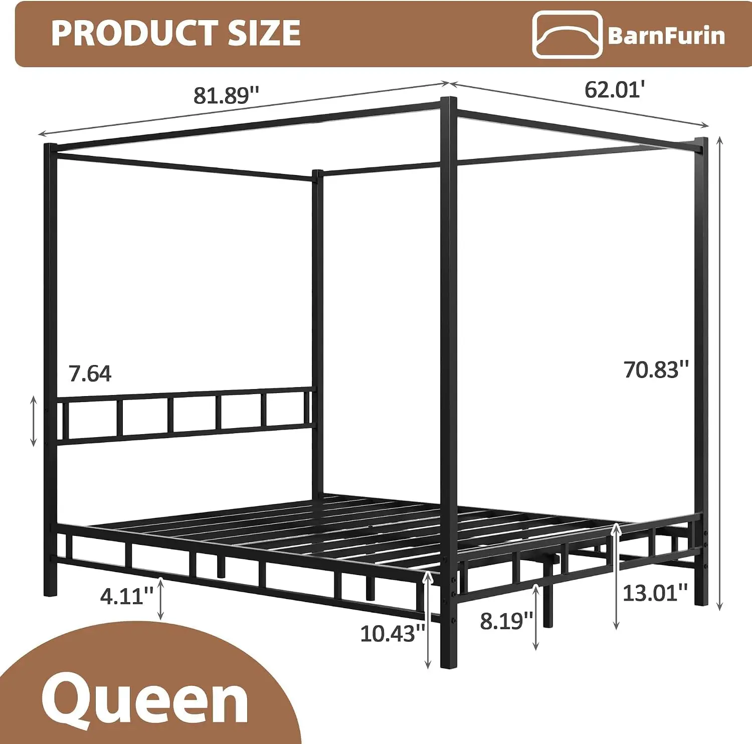 メタル製キャノピーベッドフレーム クイーンサイズ、金属製スラ - Canopy Bed Frame Metal Queen のレビューと価格