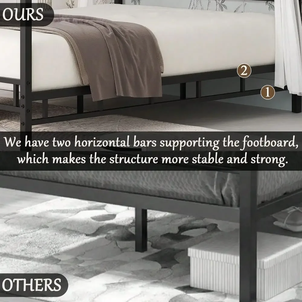金属製キャノピーベッドフレーム、金属製スラットサポート付きク - Canopy Bed Frame Metal Queen のレビューと価格
