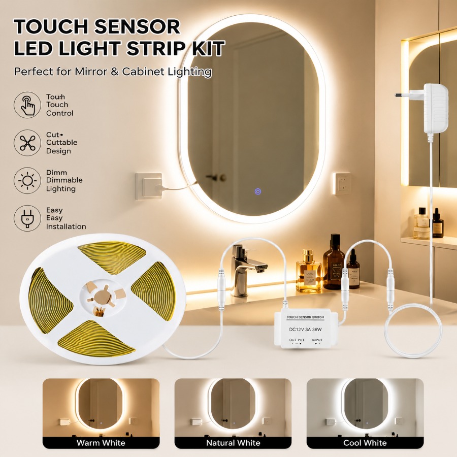 1 セット調光可能なタッチコントロールバスルーム化粧鏡 12 - Dressing Table Vanity With Lighted Mirror のレビューと価格