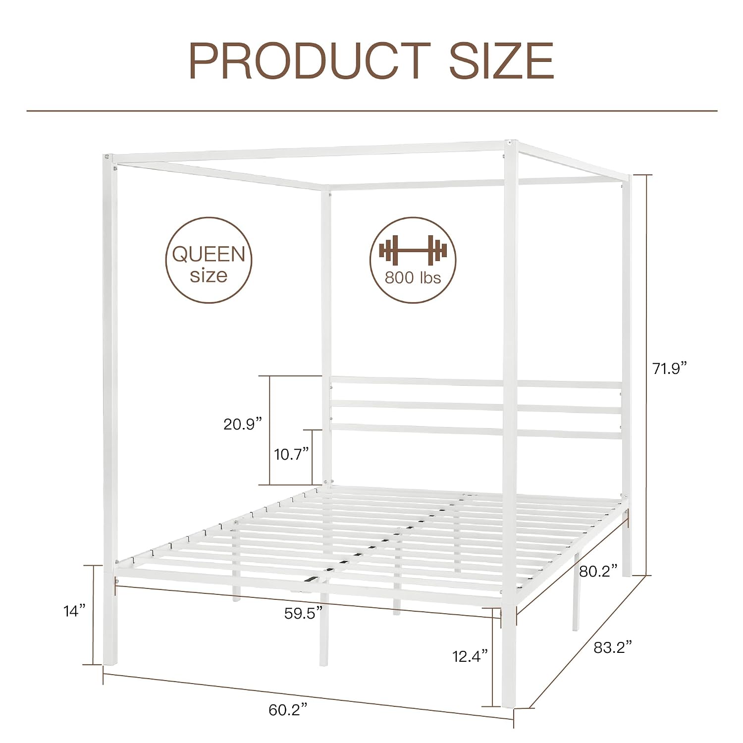 金属製キャノピーベッドフレーム クイーンサイズ 高耐久性サポ - Canopy Bed Frame Metal Queen のレビューと価格